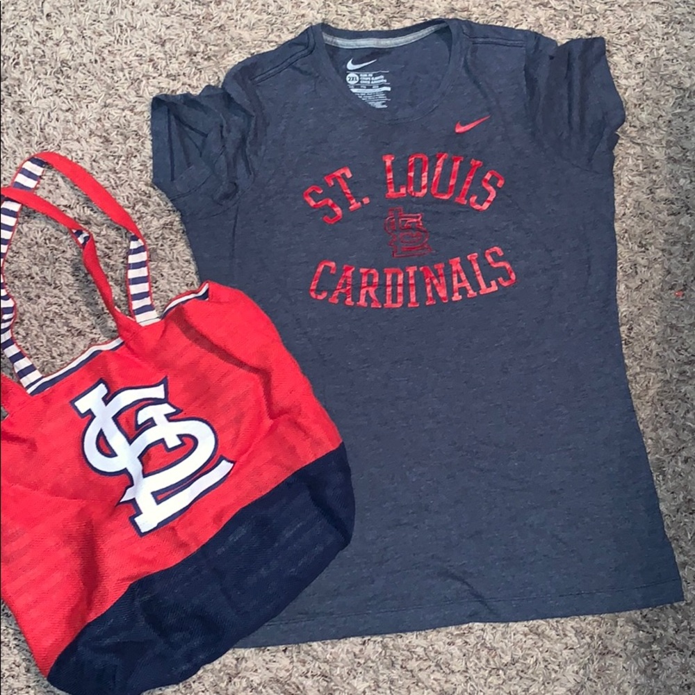 EUC St Louis Cardinals Shirt & Bag